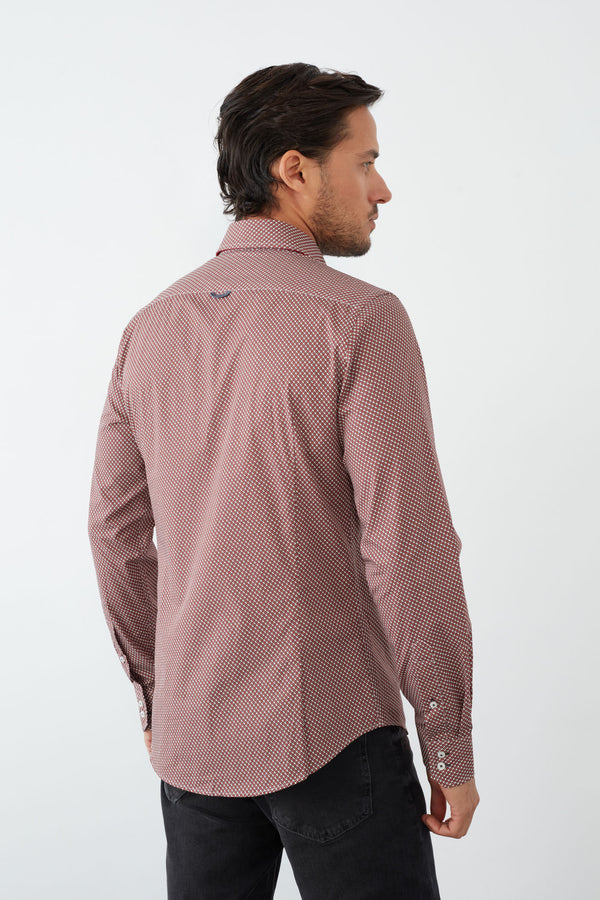 Camisa Hombre Roma Iconic Popelin Rojo Blanco