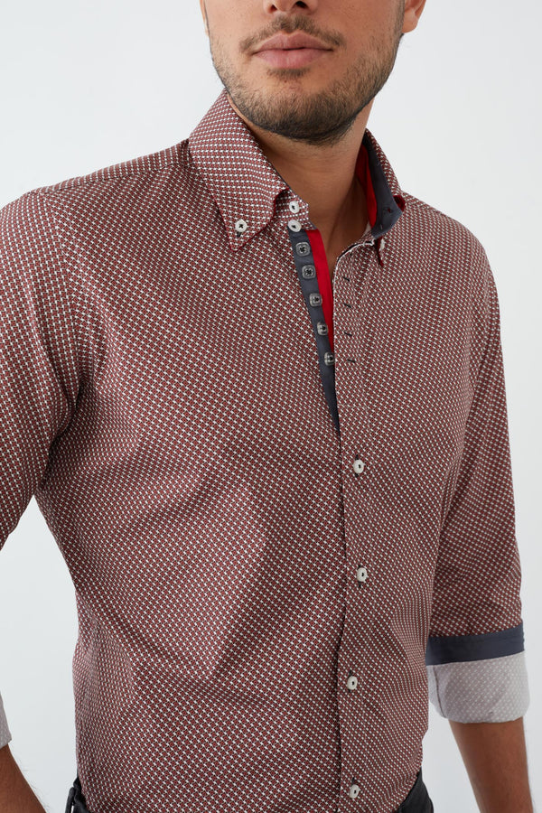 Camisa Hombre Roma Iconic Popelin Rojo Blanco