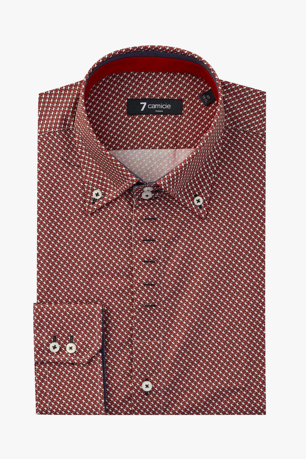 Camisa Hombre Roma Iconic Popelin Rojo Blanco