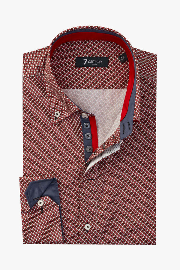 Camisa Hombre Roma Iconic Popelin Rojo Blanco