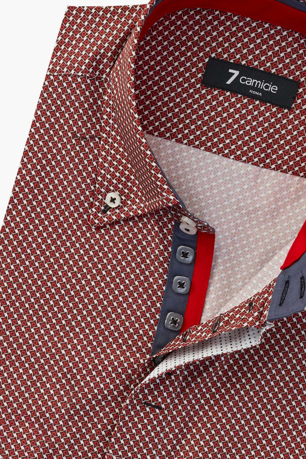 Camisa Hombre Roma Iconic Popelin Rojo Blanco