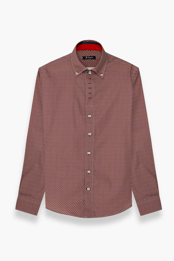 Camicia Uomo Roma Iconic Popelin Rosso Bianco