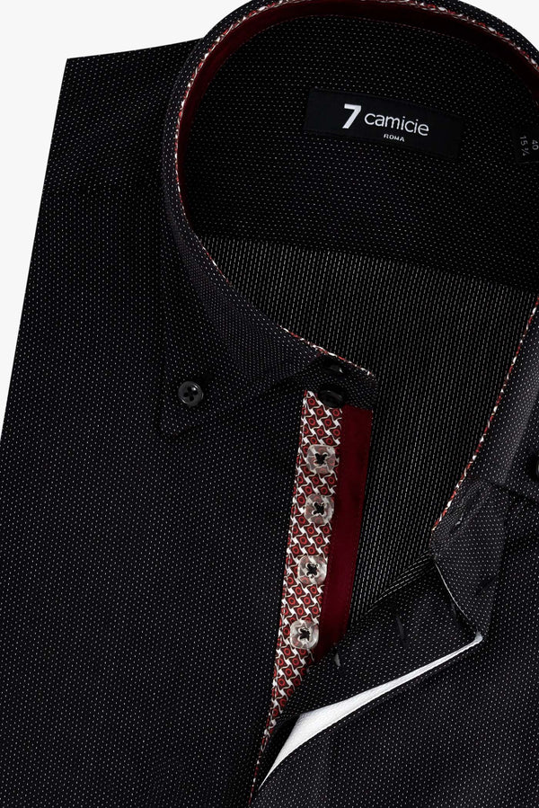 Camisa Hombre Roma Iconic Popelin Negro Blanco