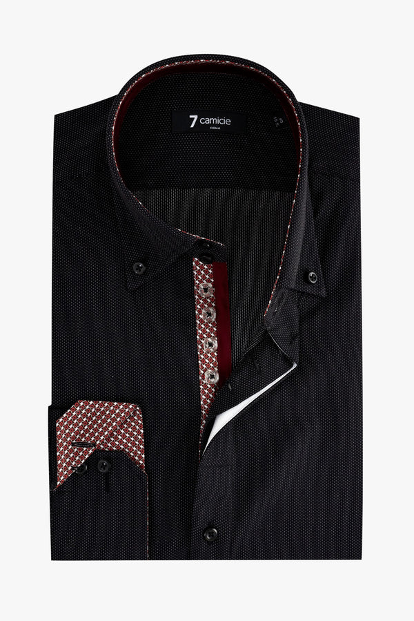 Camicia Uomo Roma Iconic Popelin Nero Bianco