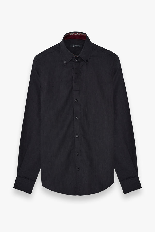Camisa Hombre Roma Iconic Popelin Negro Blanco