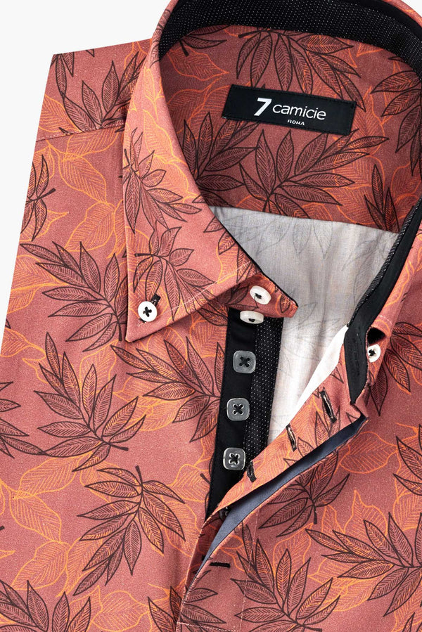 Roma Iconic Herren Hemd Popelin Orange Schwarz