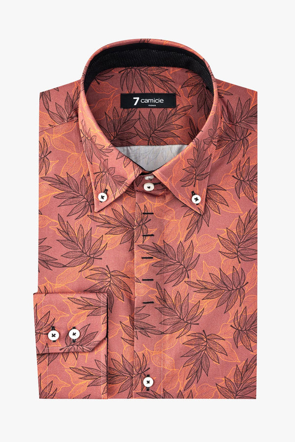 Roma Iconic Herren Hemd Popelin Orange Schwarz