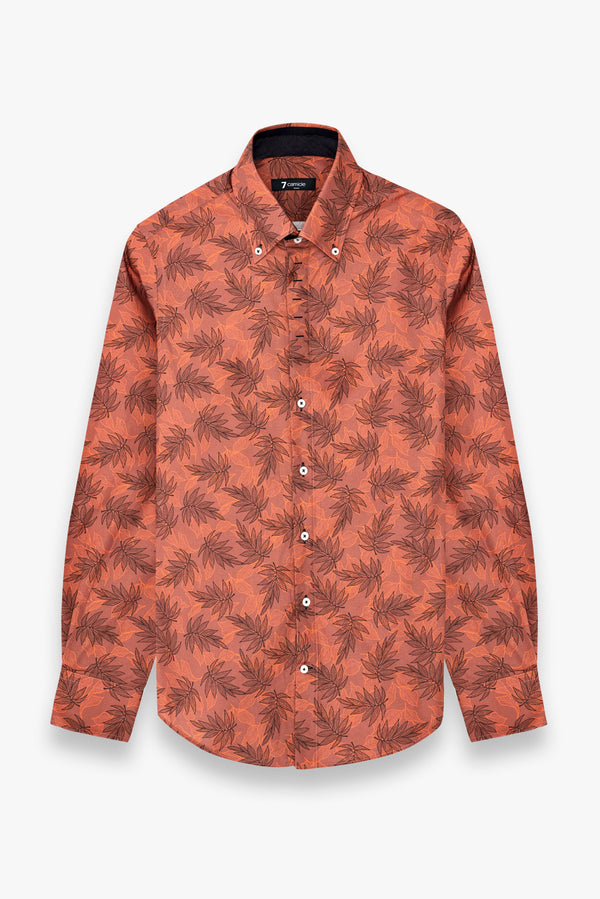 Roma Iconic Herren Hemd Popelin Orange Schwarz