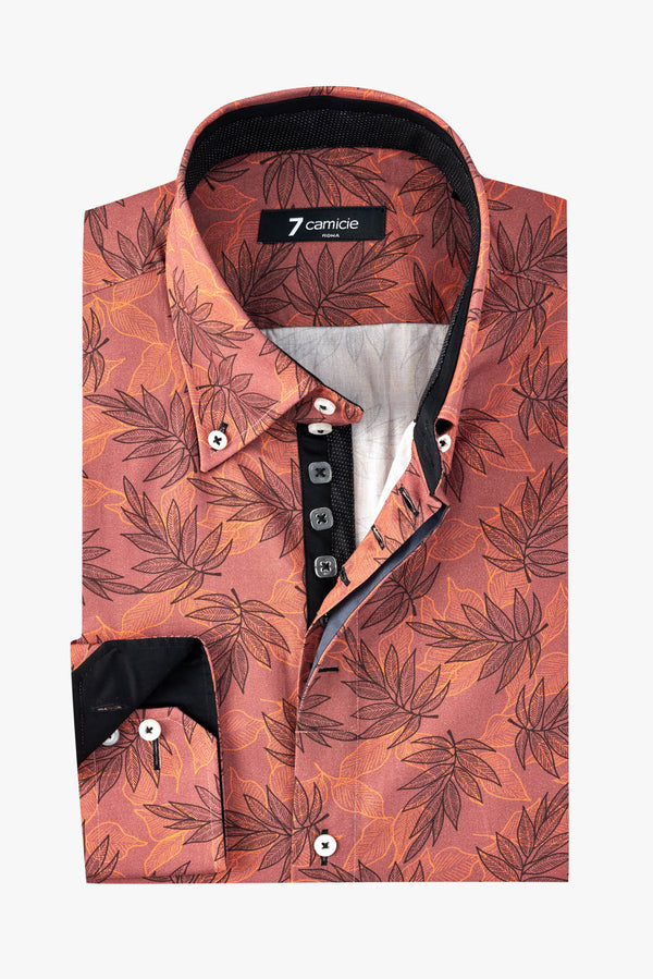 Roma Iconic Herren Hemd Popelin Orange Schwarz