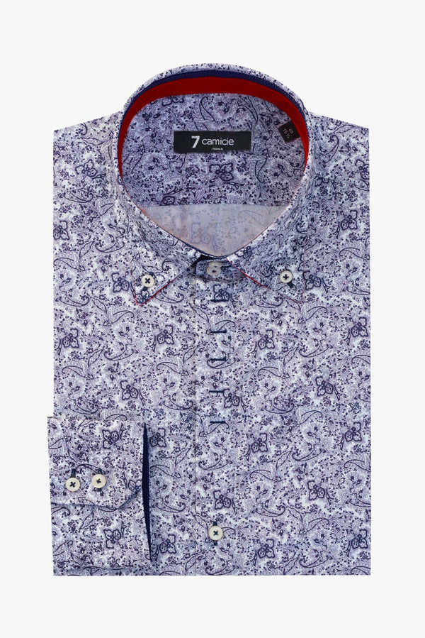 Roma Iconic Herren Hemd Popelin Weiss Blau