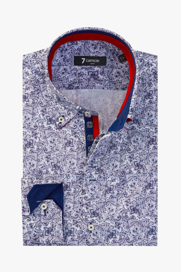 Roma Iconic Herren Hemd Popelin Weiss Blau