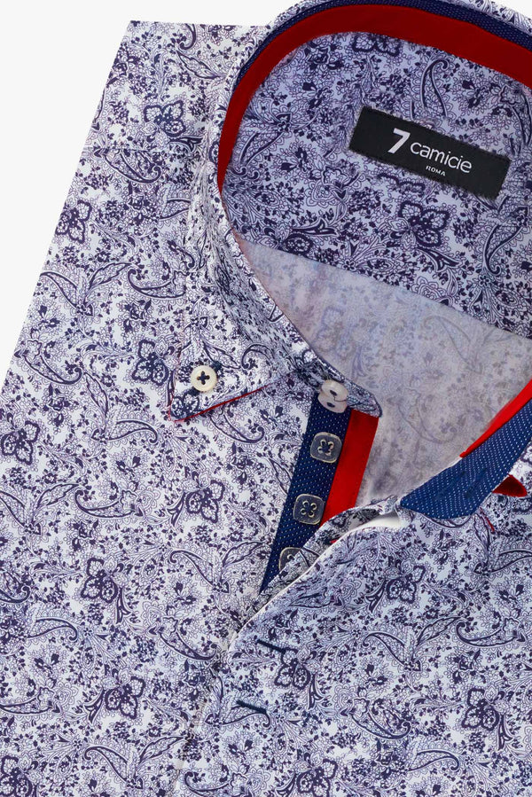 Roma Iconic Herren Hemd Popelin Weiss Blau
