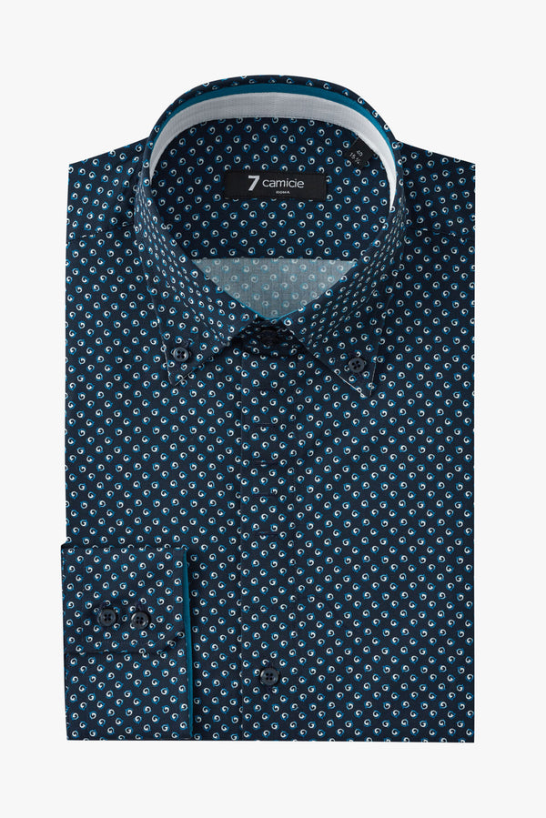 Roma Iconic Poplin Man Shirt Blue Light Blue