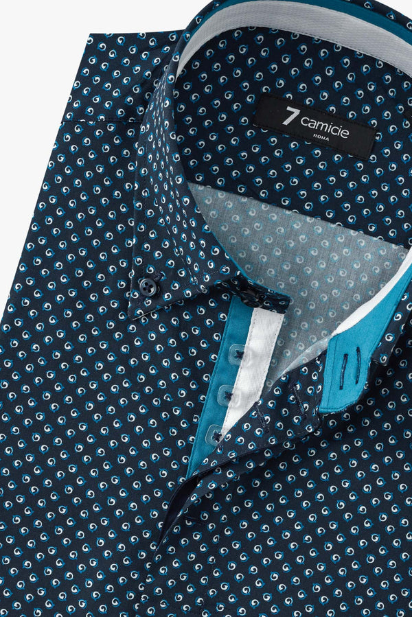 Roma Iconic Poplin Man Shirt Blue Light Blue