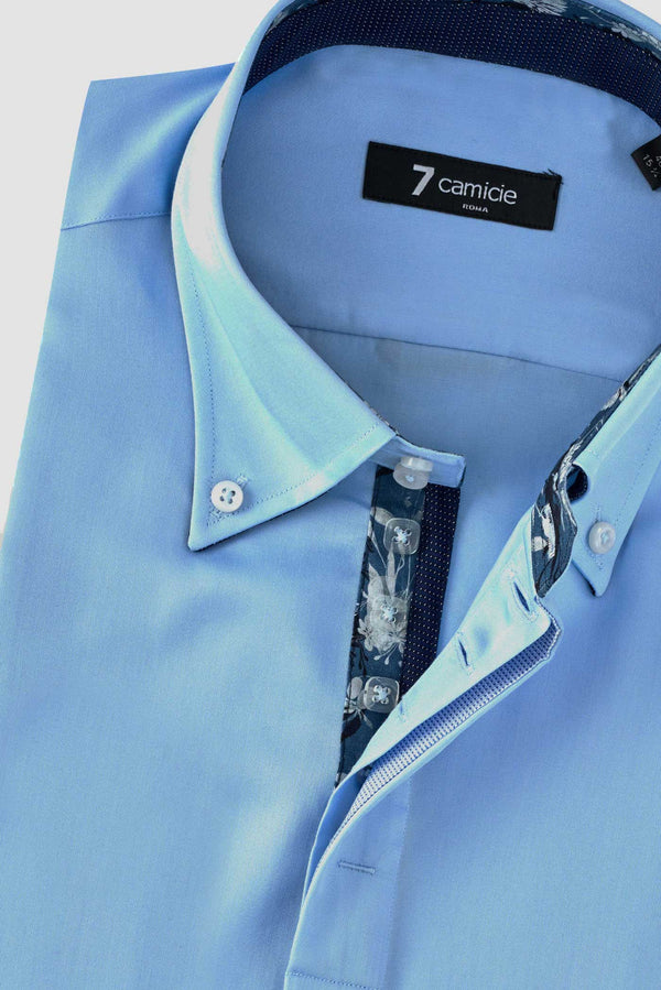 Roma Iconic Herren Hemd Satin Hellblau