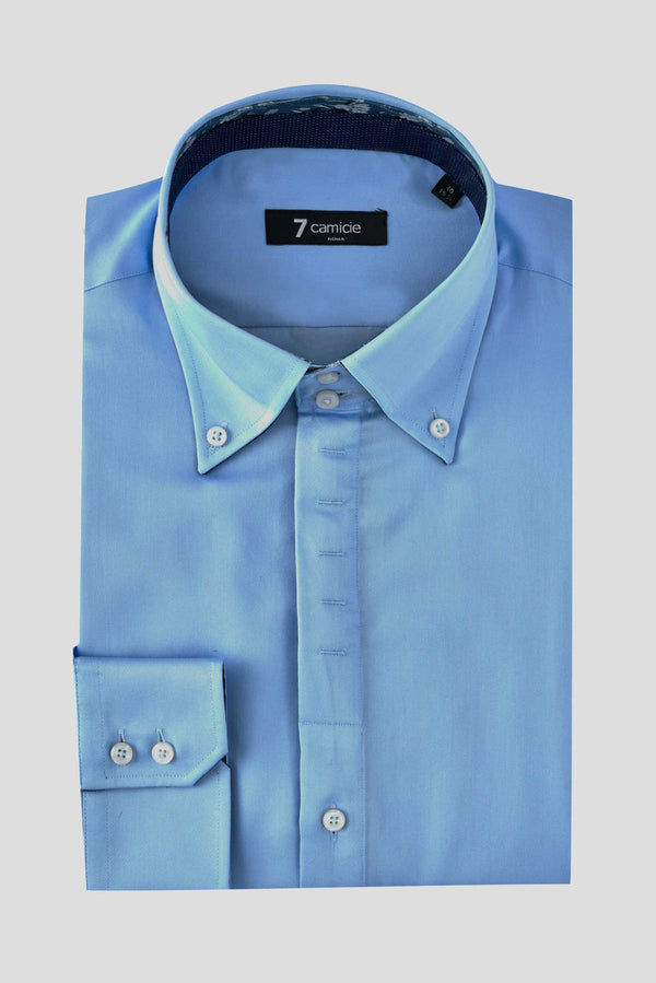 Roma Iconic Herren Hemd Satin Hellblau