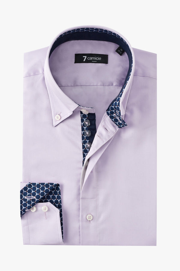 Camicia Uomo Roma Iconic Satin Lilla