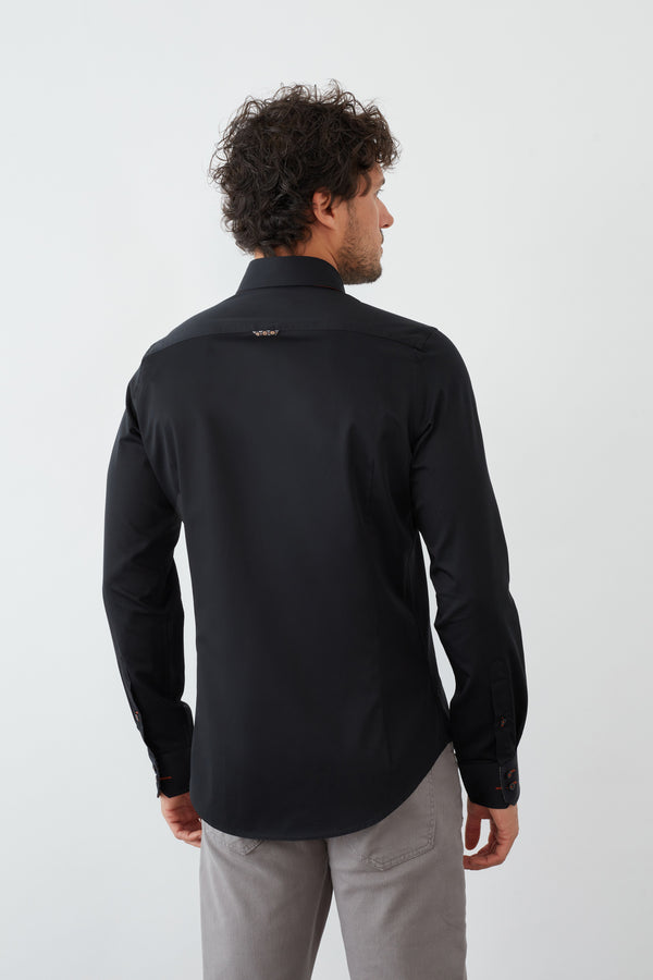 Camisa Hombre Roma Iconic Satin Negro