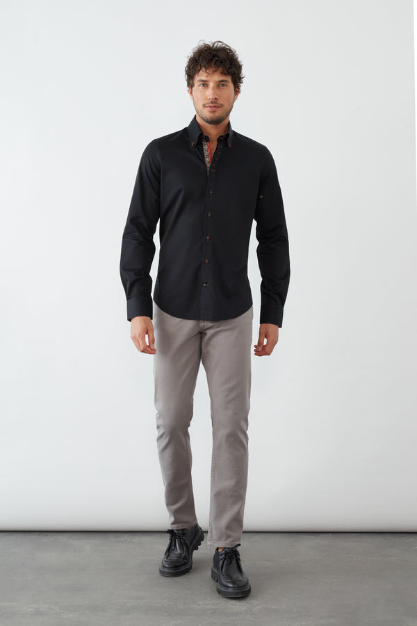 Camisa Hombre Roma Iconic Satin Negro