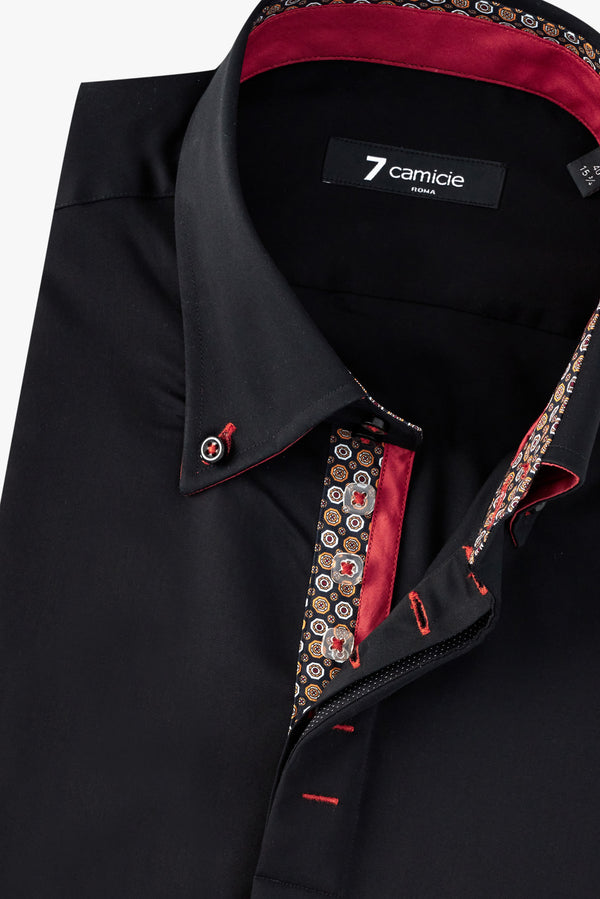 Camicia Uomo Roma Iconic Satin Nero