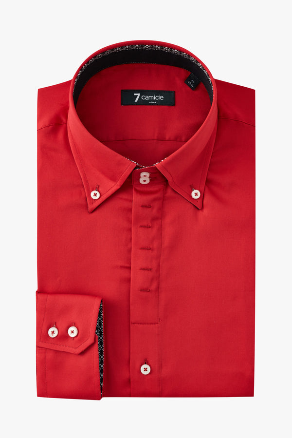 Camicia Uomo Roma Iconic Satin Rosso