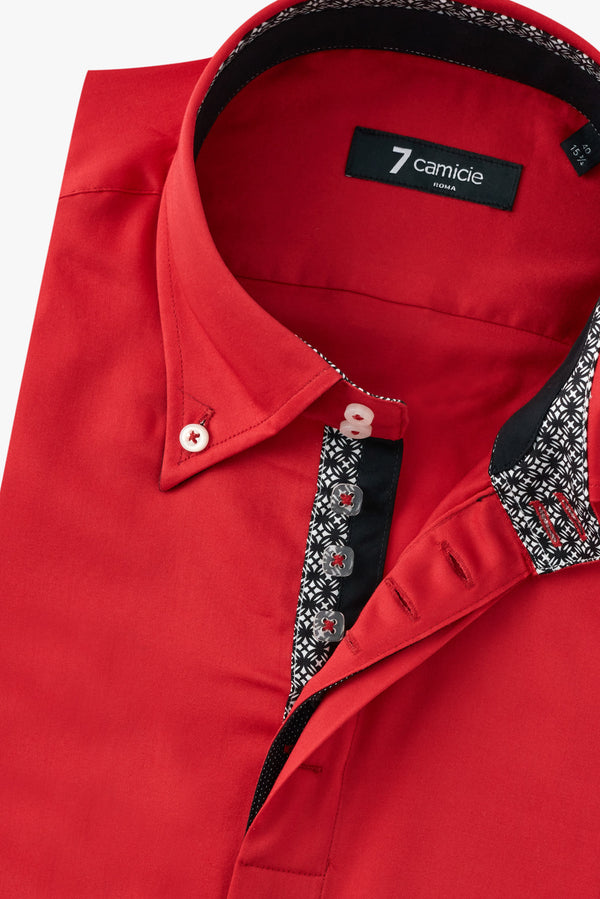 Camicia Uomo Roma Iconic Satin Rosso