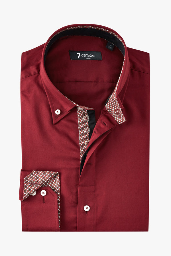 Camicia Uomo Roma Iconic Satin Rosso