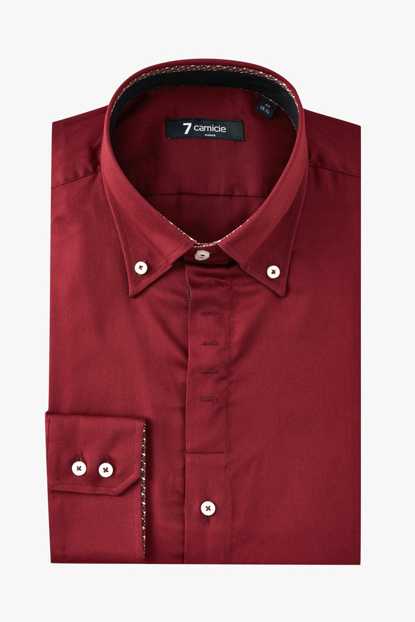 Camicia Uomo Roma Iconic Satin Rosso