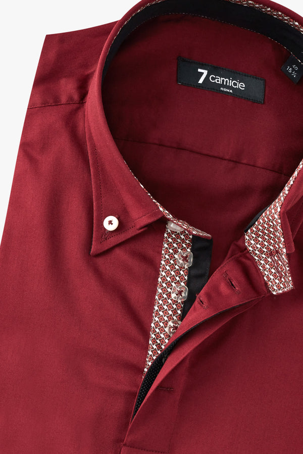 Chemise Homme Roma Iconic Satin Rouge