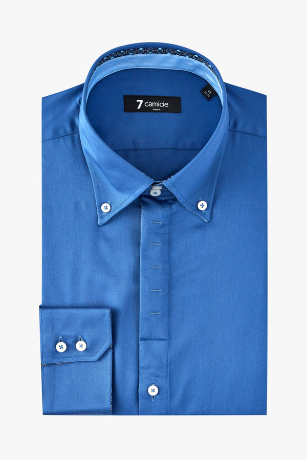 Camicia Uomo Roma Iconic Satin Blu