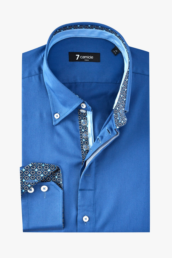 Camicia Uomo Roma Iconic Satin Blu