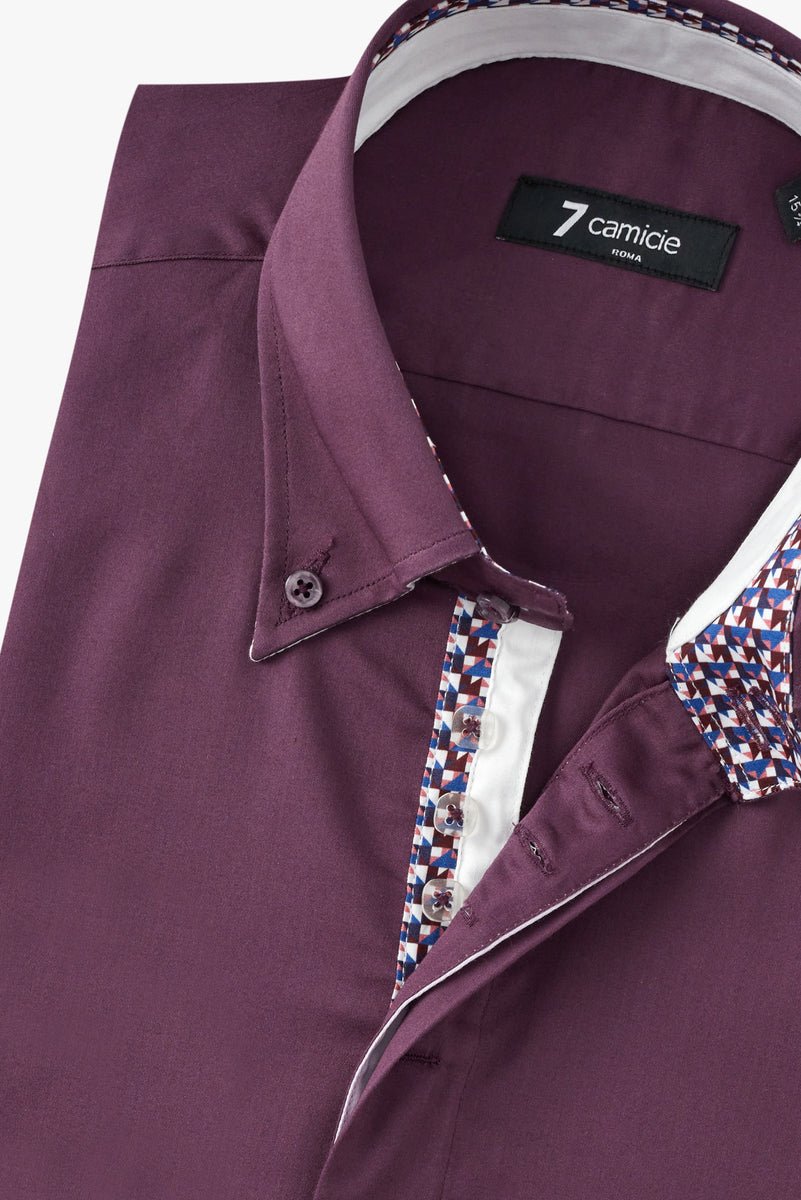 Roma Iconic Satin Man Shirt Purple – 7 Camicie