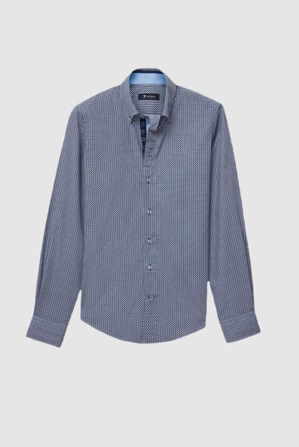 Camisa Hombre Roma Iconic Popelin Blanco Azul Claro