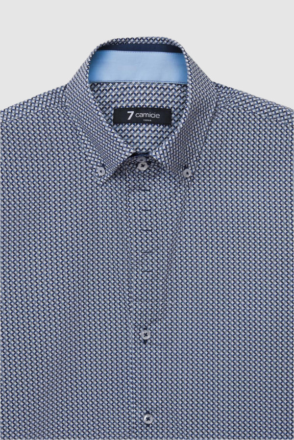 Camisa Hombre Roma Iconic Popelin Blanco Azul Claro