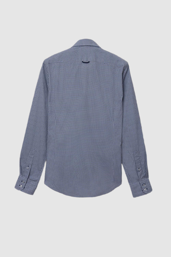 Camisa Hombre Roma Iconic Popelin Blanco Azul Claro