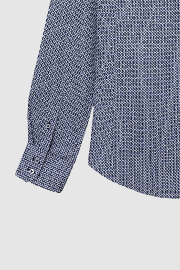 Camisa Hombre Roma Iconic Popelin Blanco Azul Claro