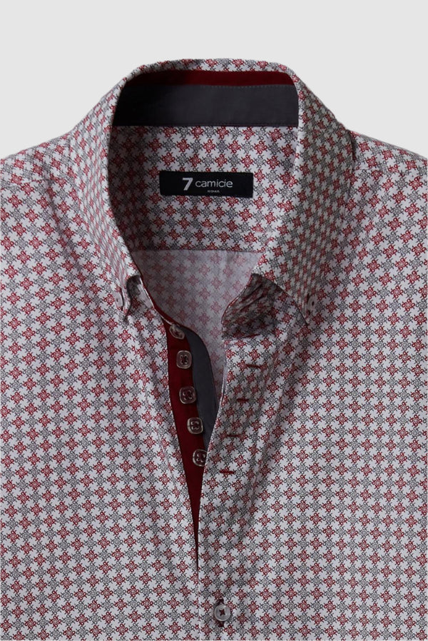 Camisa Hombre Roma Iconic Popelin Blanco Rojo