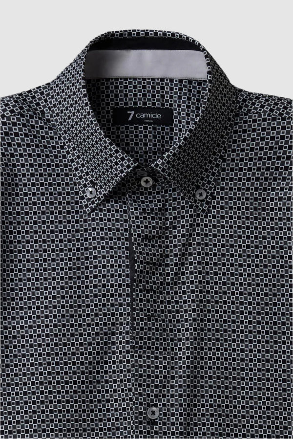 Camisa Hombre Roma Iconic Popelin Negro Blanco