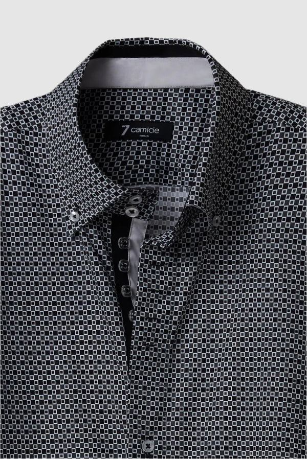Camisa Hombre Roma Iconic Popelin Negro Blanco