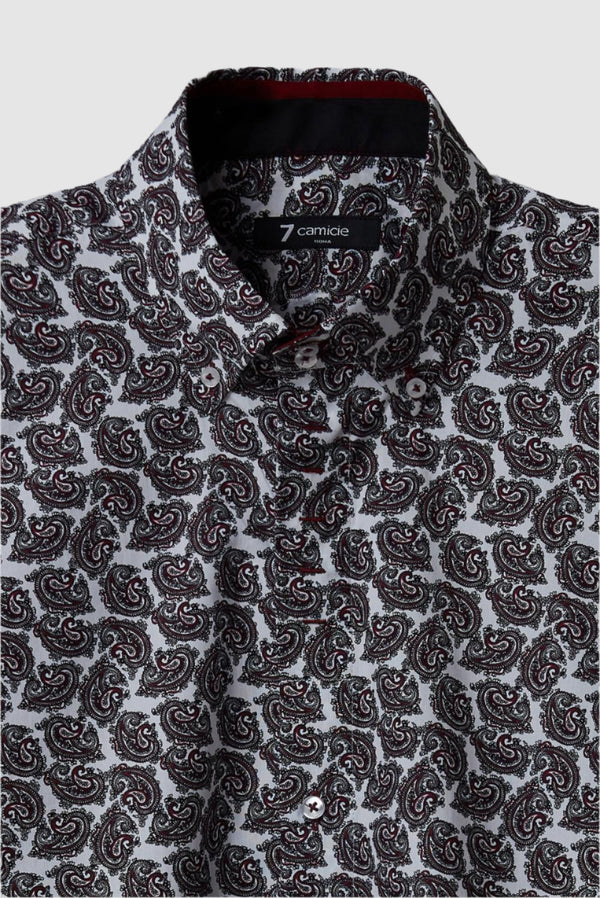 Camisa Hombre Roma Iconic Popelin Blanco Rojo