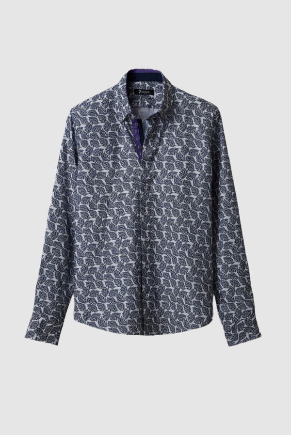 Camisa Hombre Roma Iconic Popelin Blanco Azul