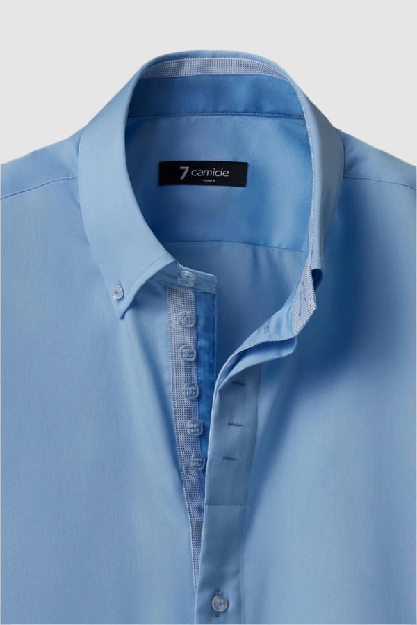 Roma Iconic Herren Hemd Satin Hellblau