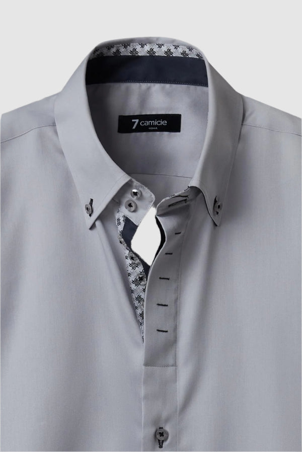 Roma Iconic Herren Hemd Satin Grau