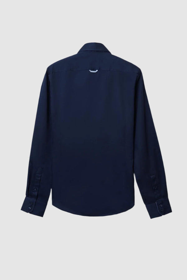 Roma Iconic Herren Hemd Satin Blau