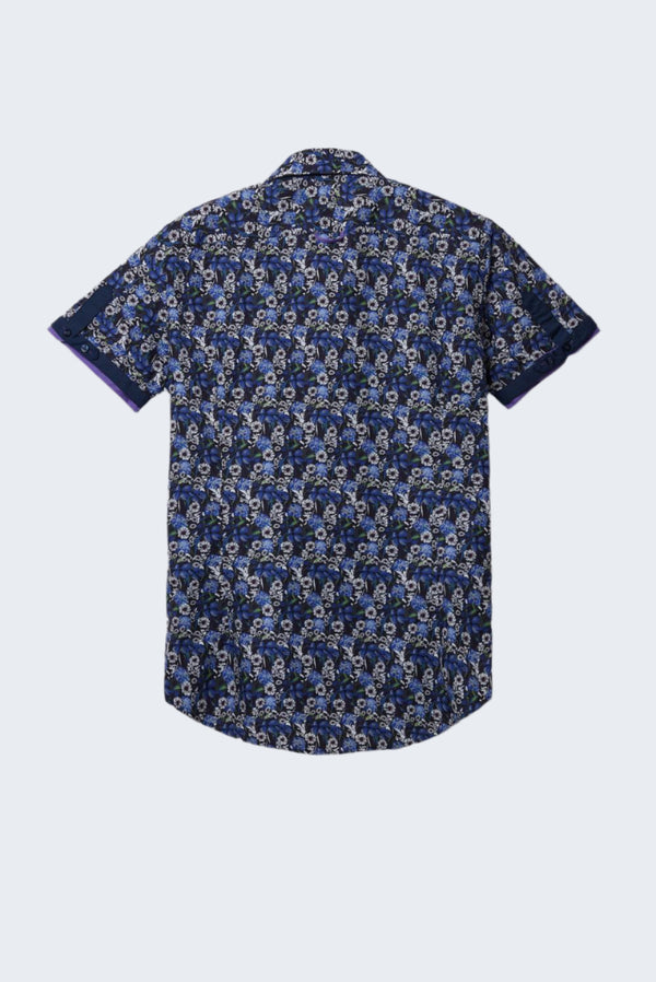Chemise Homme Manche Courte Roma Iconic Popelin Bleu Blanc