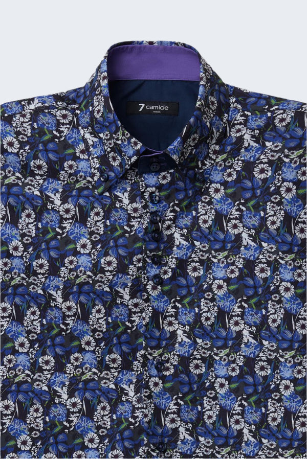 Chemise Homme Manche Courte Roma Iconic Popelin Bleu Blanc