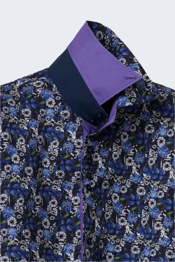 Chemise Homme Manche Courte Roma Iconic Popelin Bleu Blanc