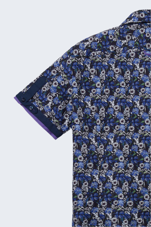 Chemise Homme Manche Courte Roma Iconic Popelin Bleu Blanc