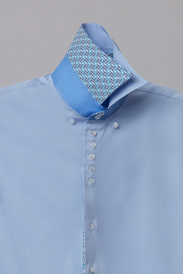Chemise Homme Manche Courte Roma Iconic Popelin Stretch Bleu clair