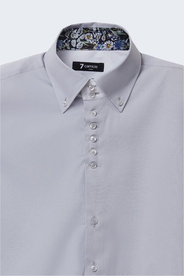Chemise Homme Manche Courte Roma Iconic Popelin Stretch Gris